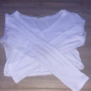 white bozzolo long sleeve crop top.